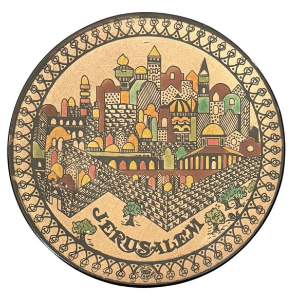 Jerusalem Ceramic Wall Plate Holy Old City Decorative Hebrew Jewish Judaism - Picture 1 of 5